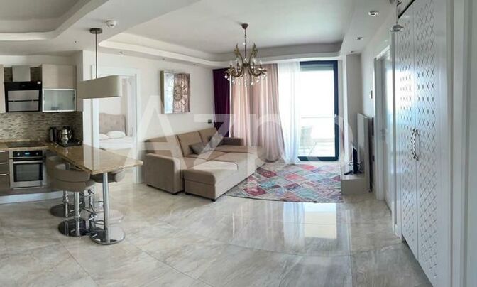 Меблированная квартира 2+1 с видом на Средиземное море 115 м²