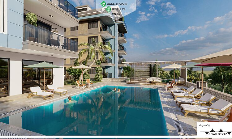 Недвижимость Турции Апартаменты 1+1 в районе Оба (Аланья) с видом на море: 9