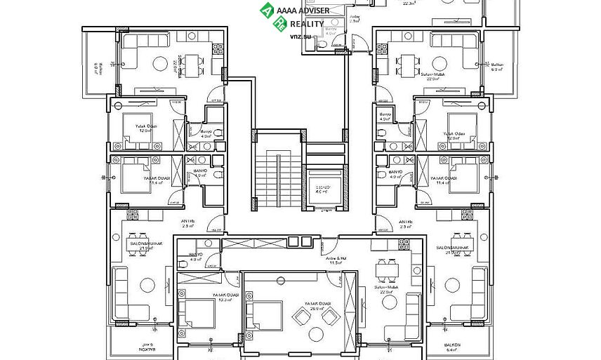 Недвижимость Турции ROSE GARDEN RESİDENCE Продажа 1+1 Квартира: 28