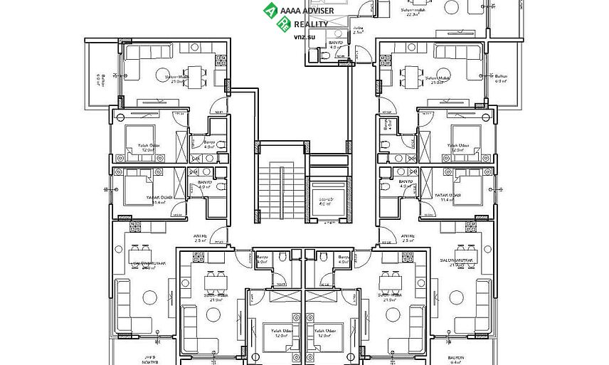 Недвижимость Турции ROSE GARDEN RESİDENCE Продажа 1+1 Квартира: 32