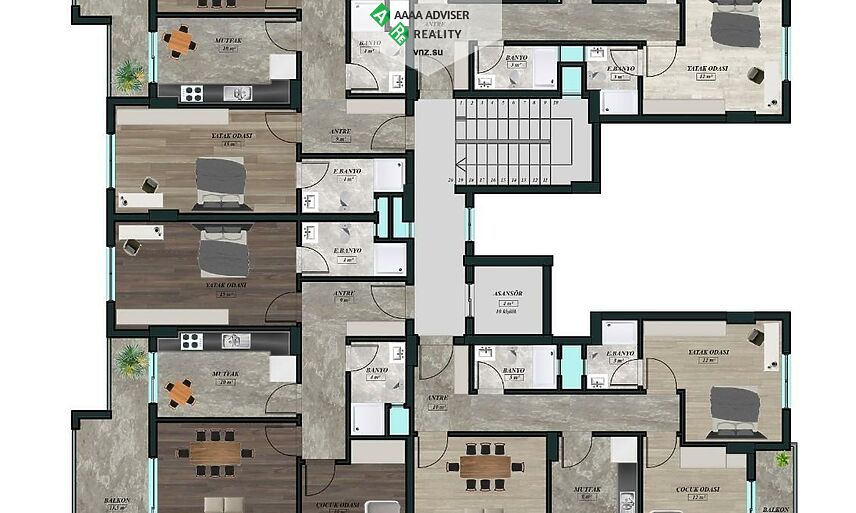 Недвижимость Турции Avsallar Pi Life Residence  Продажа 1+1 Квартира: 23