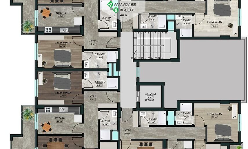 Недвижимость Турции Avsallar Pi Life Residence  Продажа 1+1 Квартира: 26