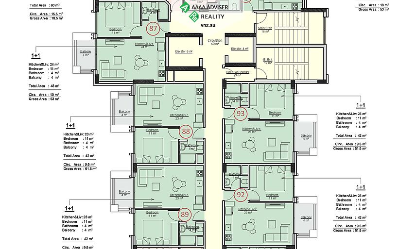 Недвижимость Турции Exodus Resort Comfort City Продажа 1+1 Квартира: 45