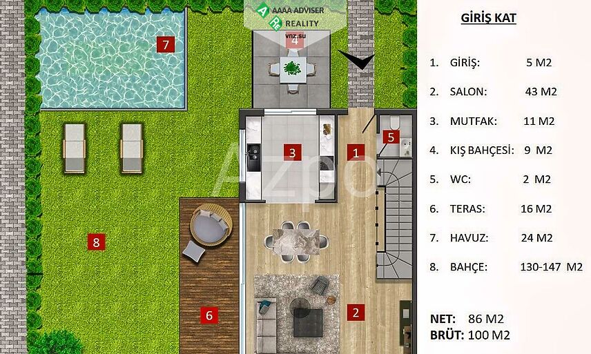 Недвижимость Турции Новая вилла планировкой 5+1 в районе Антальи, Кепез 291 м²: 14