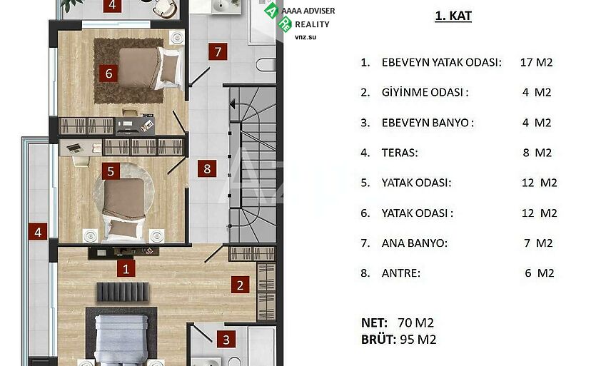 Недвижимость Турции Новая вилла планировкой 5+1 в районе Антальи, Кепез 291 м²: 15