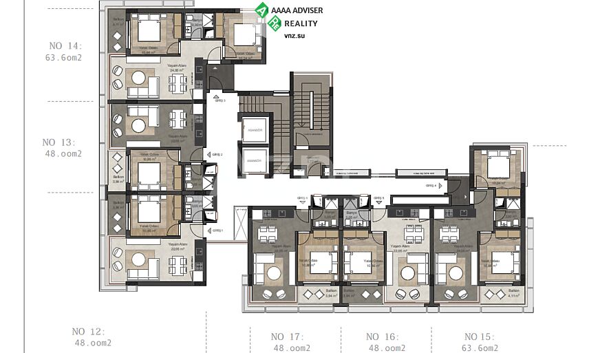 Недвижимость Турции Квартиры различных форматов в рассрочку 48-359 м²: 13