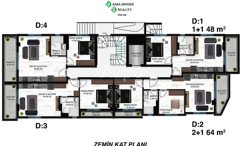 Недвижимость Турции Новые квартиры различных форматов в районе пляжа Клеопатры 48-120 м²: 13
