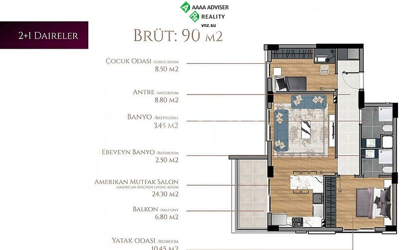 Недвижимость Турции Квартиры планировками 1+1 и 2+1 в строящемся комплексе 67-90 м²: 18