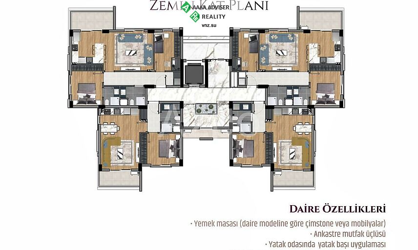 Недвижимость Турции Квартиры планировками 1+1 и 2+1 в строящемся комплексе 67-90 м²: 20
