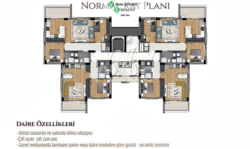 Недвижимость Турции Квартиры планировками 1+1 и 2+1 в строящемся комплексе 67-90 м²: 21