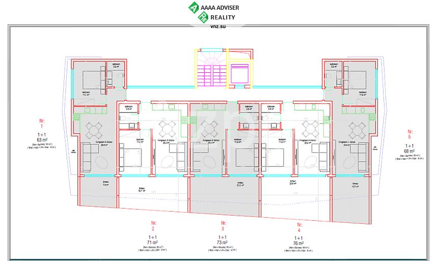 Недвижимость Турции Квартиры различных форматов в новом проекте жилого комплекса 57-178 м²: 19