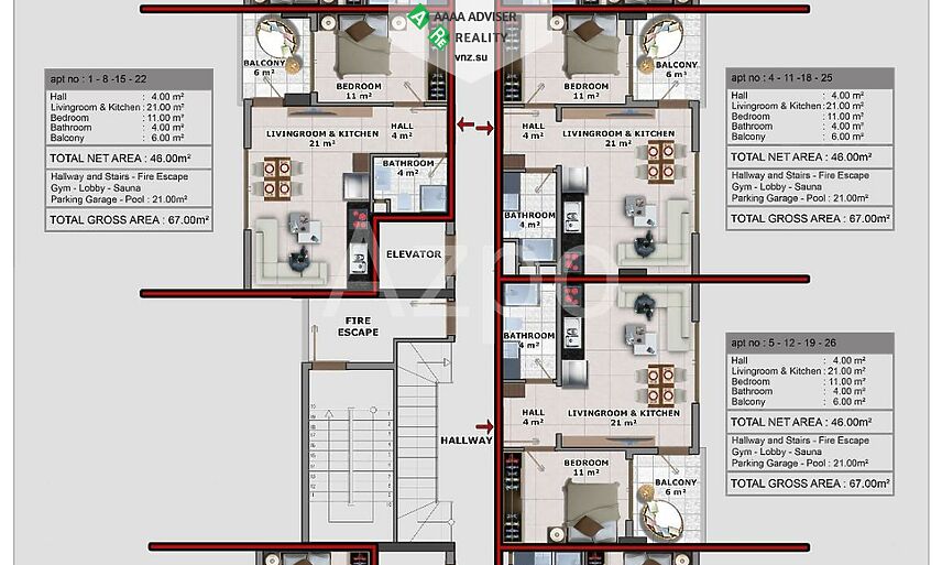 Недвижимость Турции Квартиры в новом комплексе (от застройщика) 67-184 м²: 5