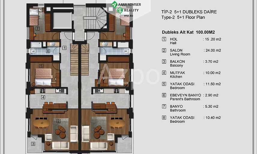 Недвижимость Турции Квартиры различных форматов в центральном районе Антальи 100-200 м²: 24