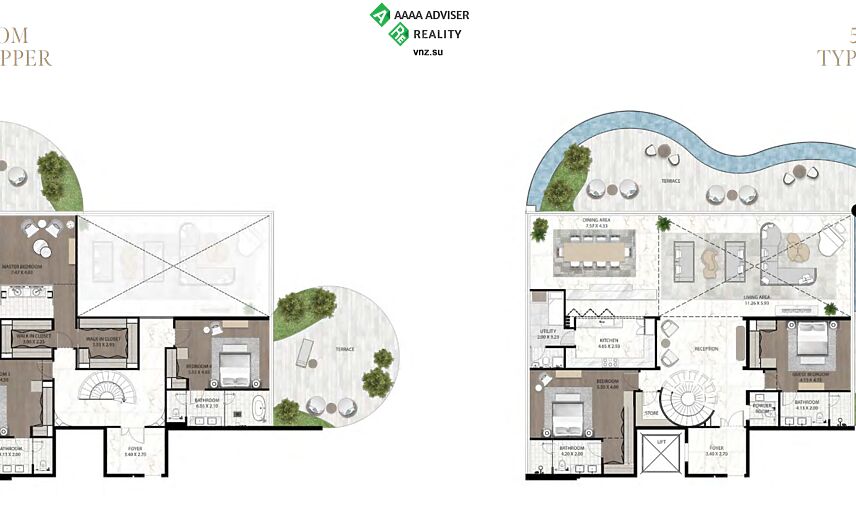Недвижимость ОАЭ Двухуровневая квартира класса люкс с 5 спальнями: 3