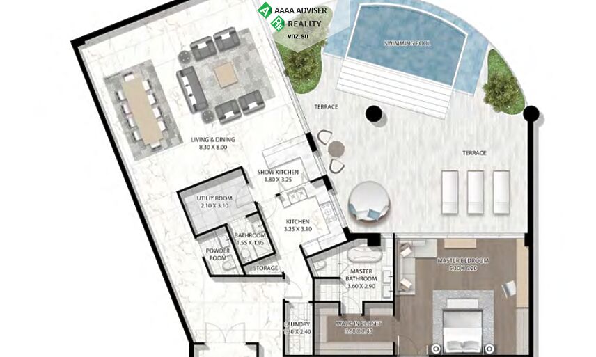 Недвижимость ОАЭ Люкс апартаменты с 3 спальнями и бассейном: 2