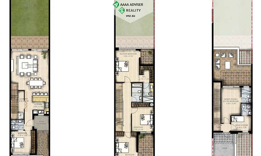 Недвижимость ОАЭ Роскошный дизайнерский таунхаус   с 4 спальнями: 1