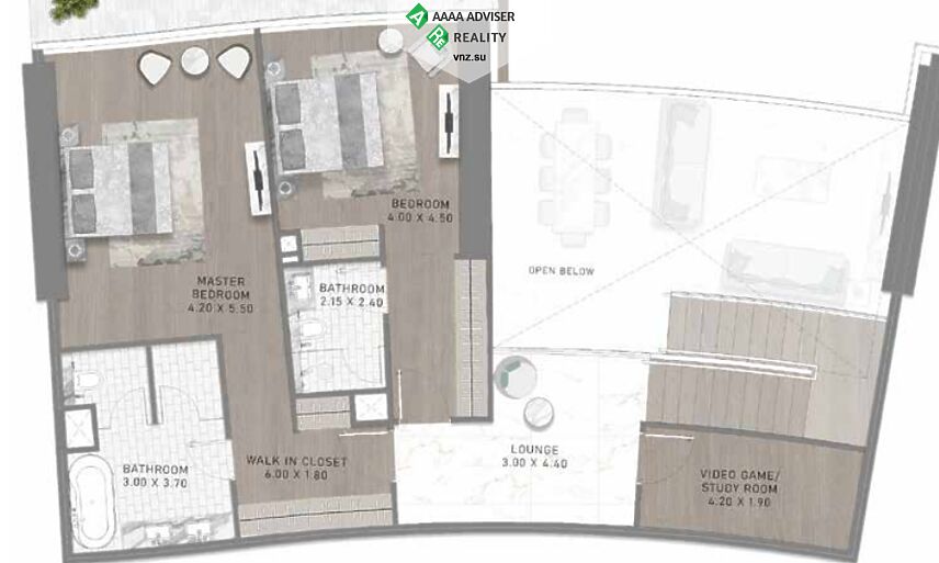 Недвижимость ОАЭ Дизайнерская  квартира  с 3 спальнями и террасой : 1