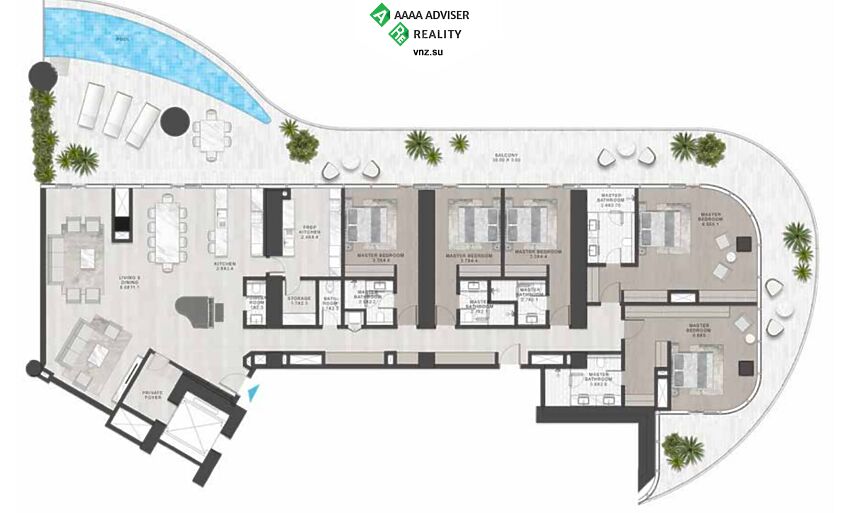 Недвижимость ОАЭ Роскошные апартаменты с 5 спальнями и бассейном: 2