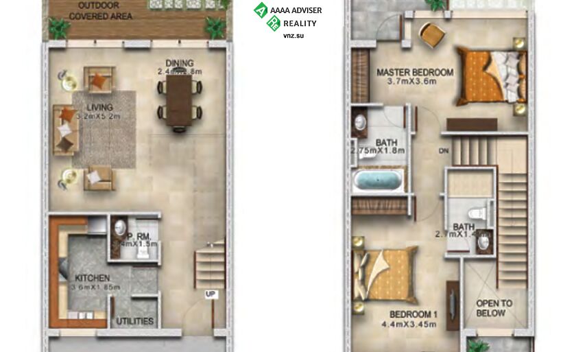 Недвижимость ОАЭ Стильный таунхаус с 2 спальнями : 3