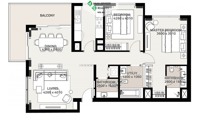 Недвижимость ОАЭ Роскошные апартаменты с 2 спальнями и балконом: 2