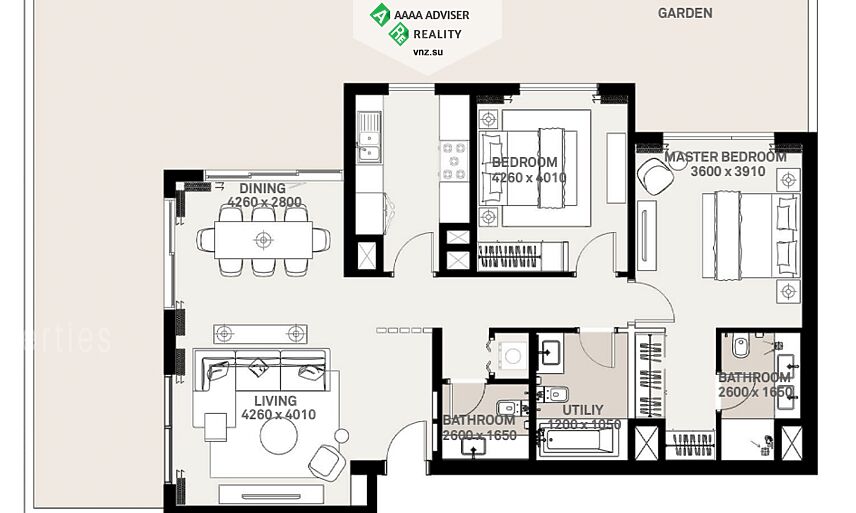 Недвижимость ОАЭ Стильная квартира с 2 спальнями : 2