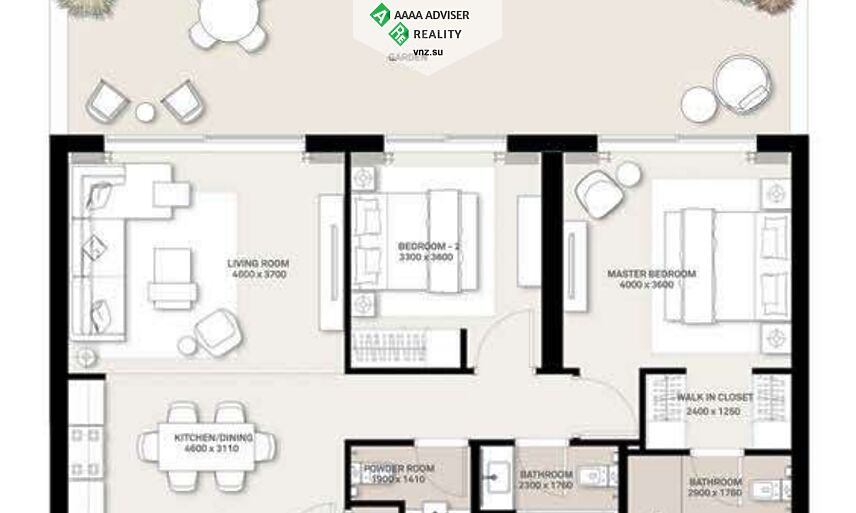 Недвижимость ОАЭ Шикарная квартира с 2 спальнями и террасой: 1