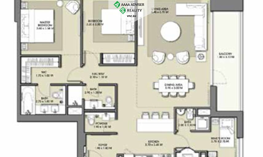 Недвижимость ОАЭ Стильная квартира с 2 спальнями и балконом: 4