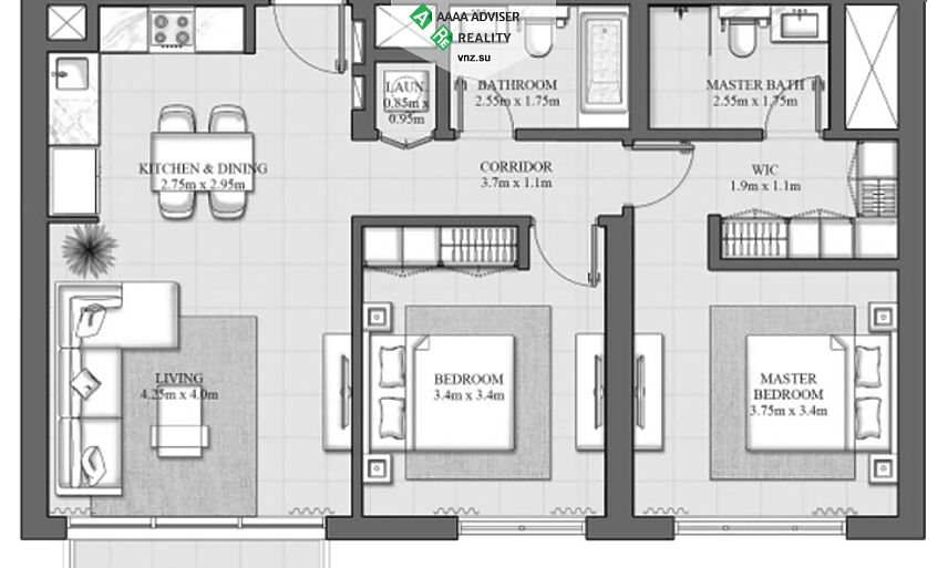 Недвижимость ОАЭ Шикарная квартира с 2 спальнями: 9