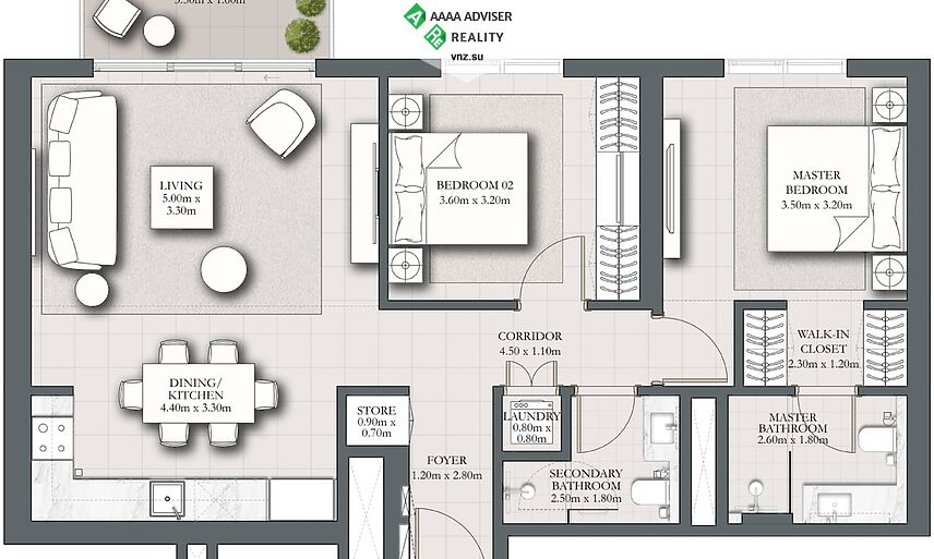 Недвижимость ОАЭ Стильная квартира с 2 спальнями и балконом: 6