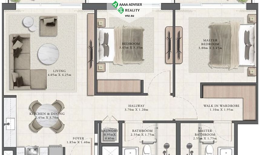 Недвижимость ОАЭ Роскошные апартаменты с 2 спальнями : 1