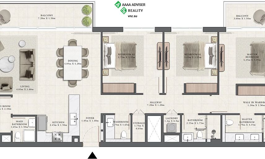 Недвижимость ОАЭ Люкс апартаменты с 3 спальнями: 2
