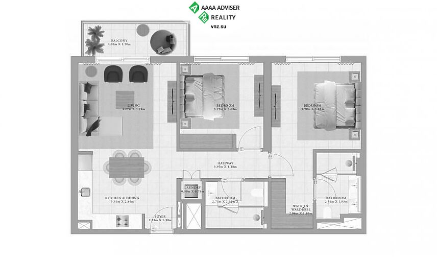 Недвижимость ОАЭ Люкс апартаменты с 2 спальнями: 1