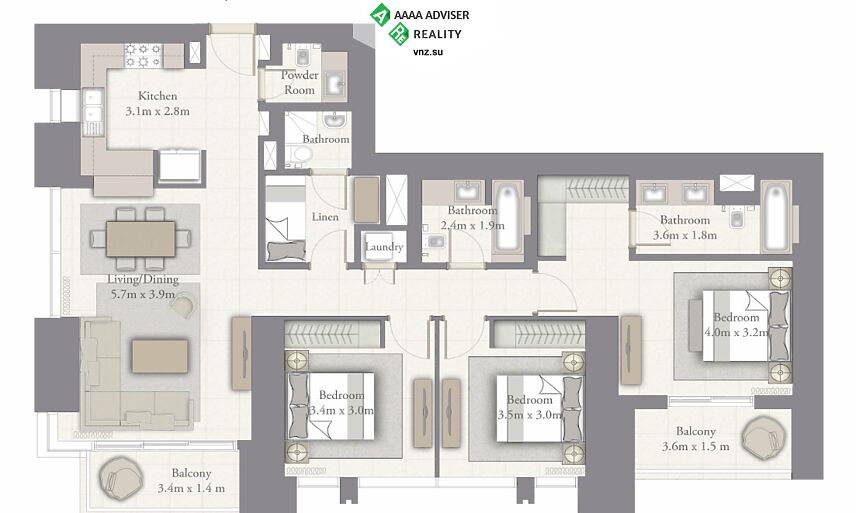 Недвижимость ОАЭ Люкс апартаменты с 1 спальней: 3