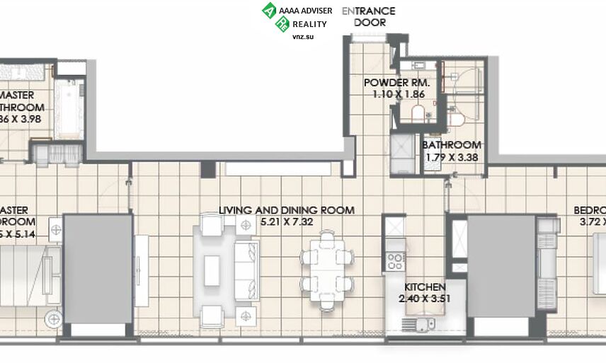Недвижимость ОАЭ Современная   квартира с 2 спальням: 2