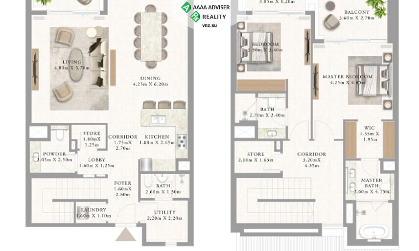 Недвижимость ОАЭ Роскошная  квартира  с 2 спальнями и балконом: 4