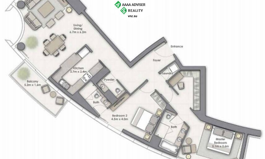 Недвижимость ОАЭ Роскошные апартаменты с 3 спальнями : 4