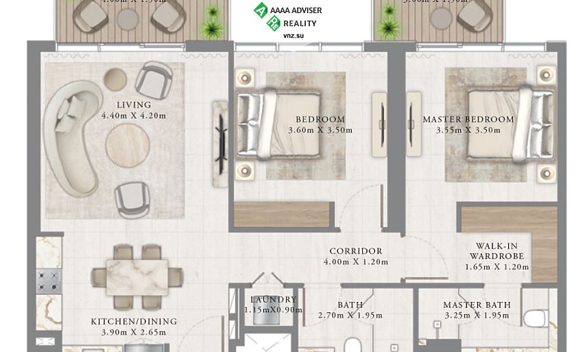 Недвижимость ОАЭ Стильные апартаменты с 2 спальнями: 3