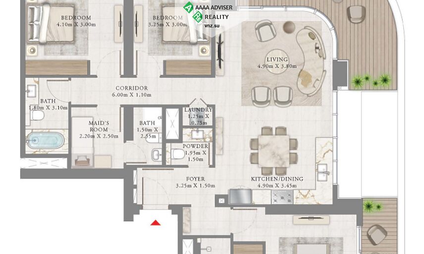 Недвижимость ОАЭ Дизайнерские апартаменты с 3 спальнями: 2