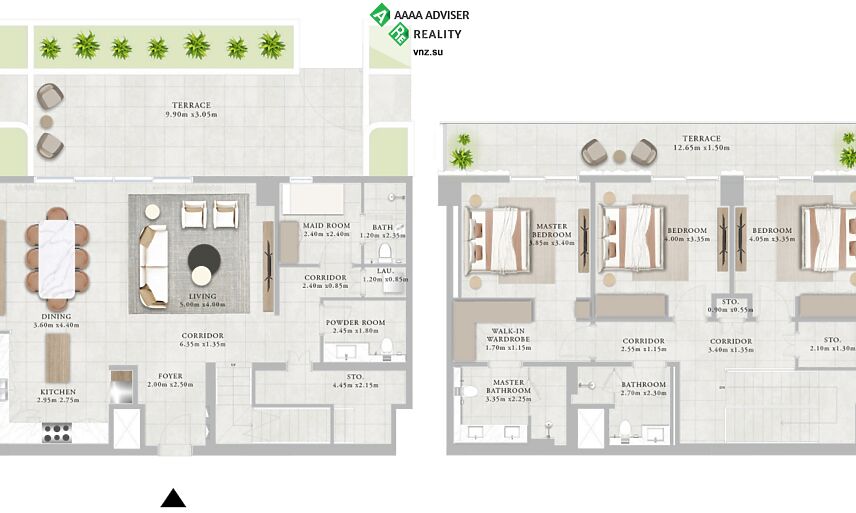 Недвижимость ОАЭ Роскошные апартаменты с 3 спальнями  : 5
