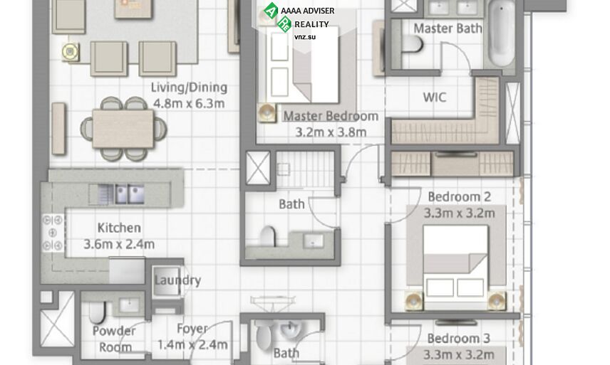 Недвижимость ОАЭ Люкс апартаменты с 3 спальнями: 4