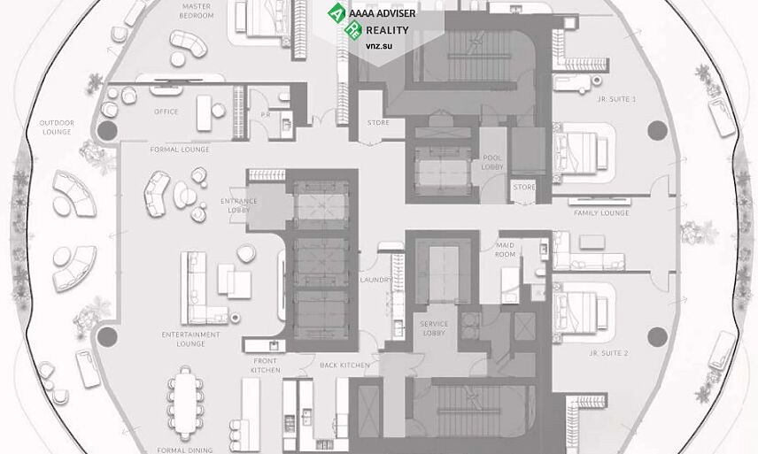 Недвижимость ОАЭ Роскошные апартаменты с 3 спальнями : 3