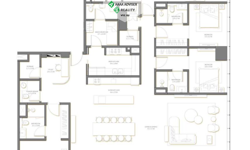 Недвижимость ОАЭ Квартира класса люкс с 4 спальнями: 1