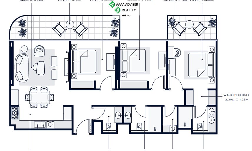 Недвижимость ОАЭ Роскошные апартаменты с 3 спальнями : 2