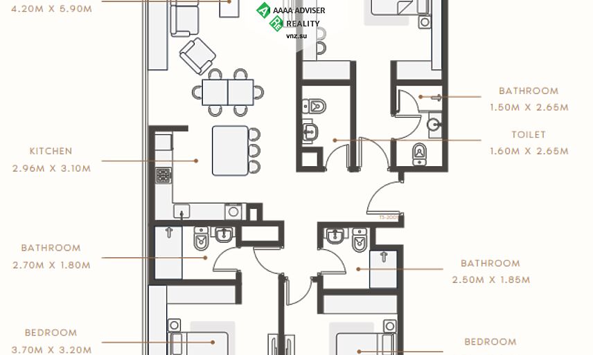 Недвижимость ОАЭ Замечательная квартира с 3 спальнями: 2