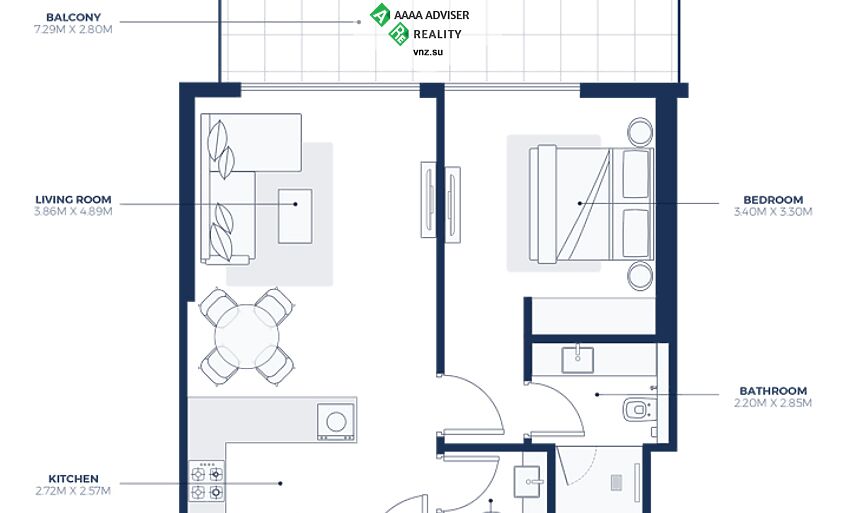 Недвижимость ОАЭ Люкс апартаменты с 1 спальней: 1