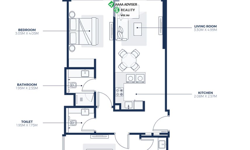 Недвижимость ОАЭ Шикарная квартира с 2 спальнями: 1