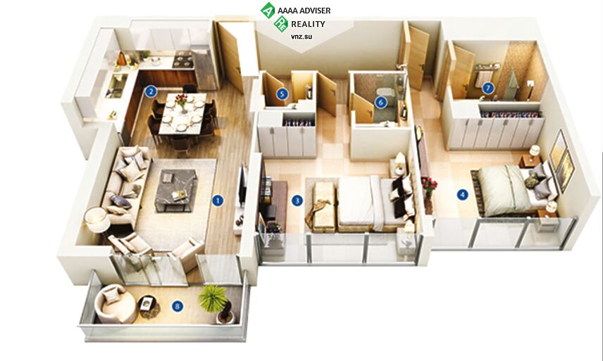 Недвижимость ОАЭ Потрясающая квартира с 2 спальнями: 1