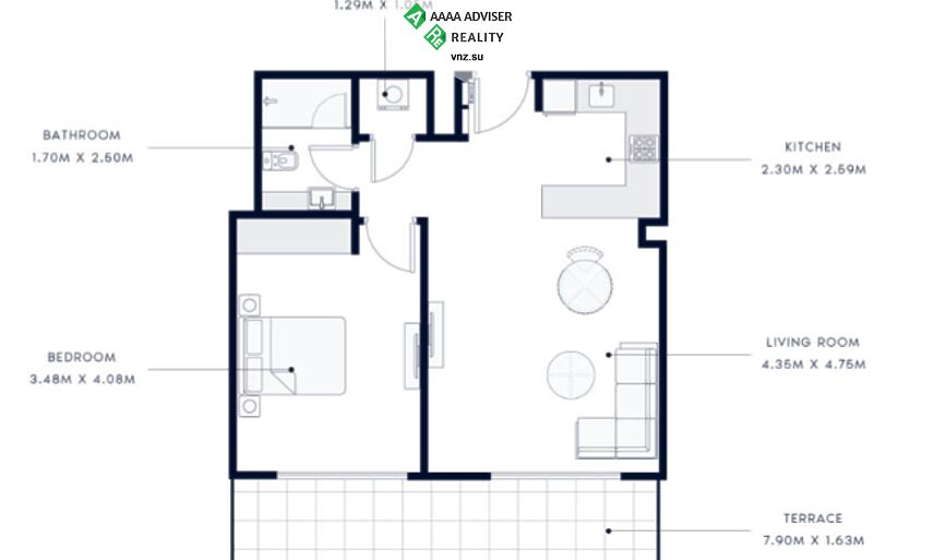Недвижимость ОАЭ Роскошная квартира  с 1 спальней: 1