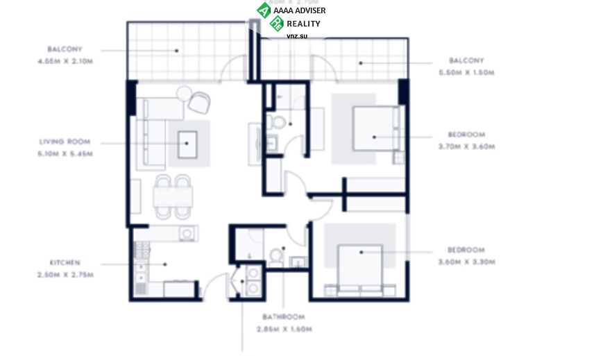 Недвижимость ОАЭ Замечательная квартира с 2 спальнями: 1